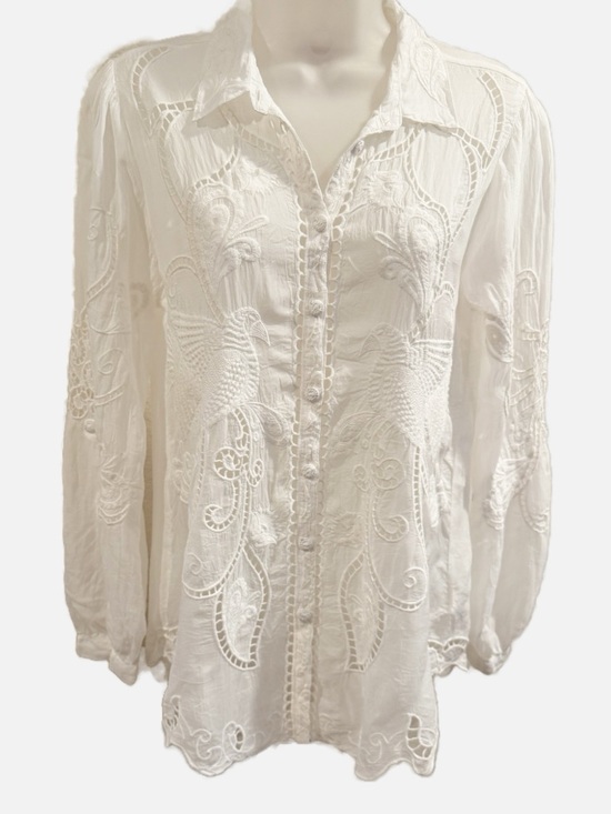 Johnny Was | Chryssie Camp Shirt In Roseann White - Embroidered - Boho - NWT - Picture 3 of 12